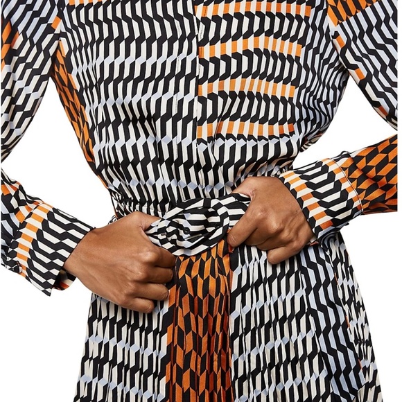 Mango Black and Orange Long Sleeve Dress - Picture 2 of 8